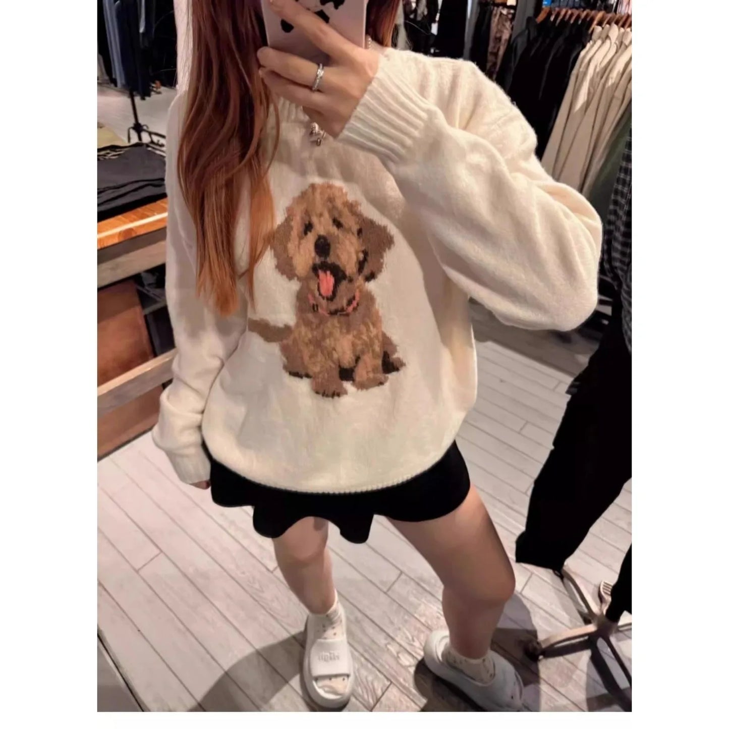 Sweet Cute Cartoon Print Knitted Sweater