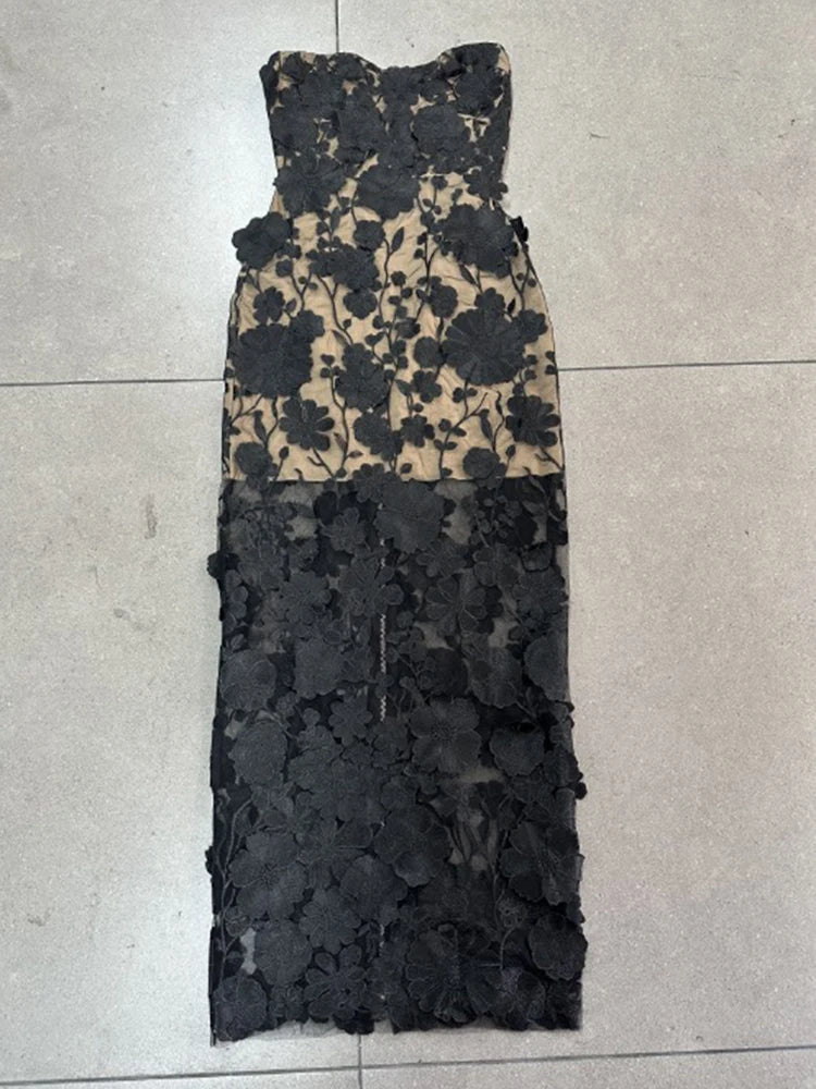 Luxurious 3D Flowers Chest Wrapping Dresses.