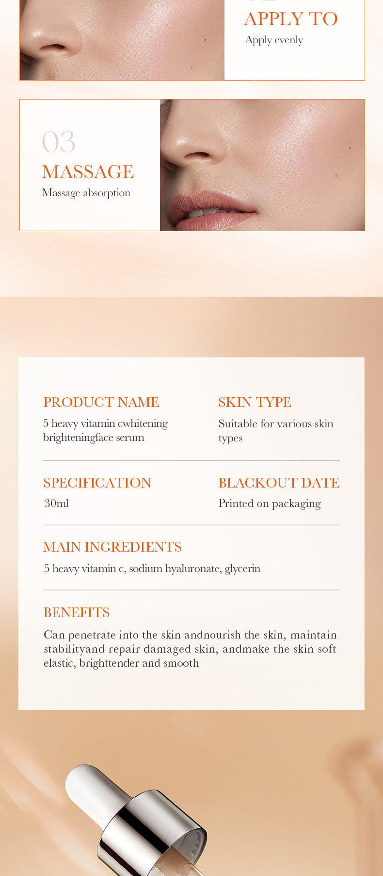 Vitamin C Hydrating Serum 5 functions Facial Moisturizing