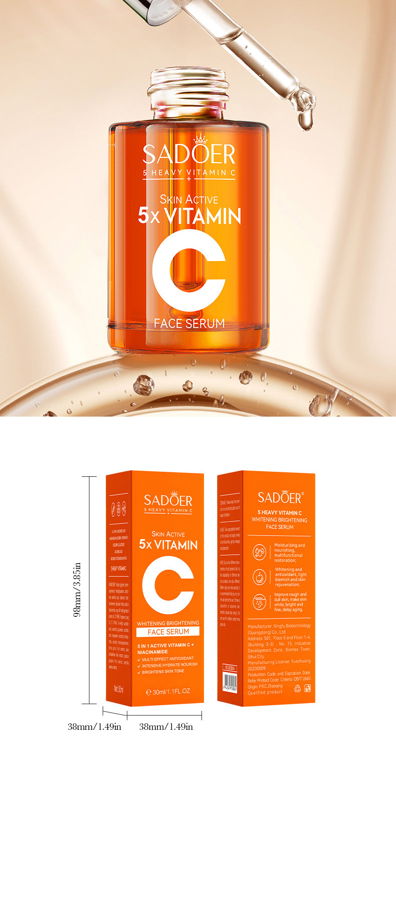 Vitamin C Hydrating Serum 5 functions Facial Moisturizing