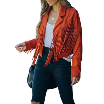Cardigan Crop Jacket Suede Leather Jacket Cool Coat