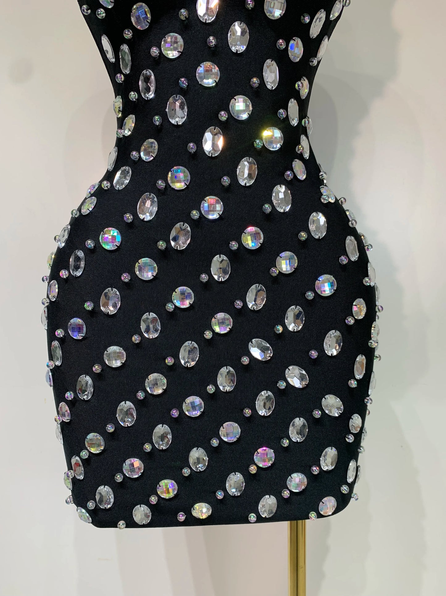 Sexy Rhinestones Bodycon Strapless Mini Dress Sleeveless Backless Fashion Evening Party Club