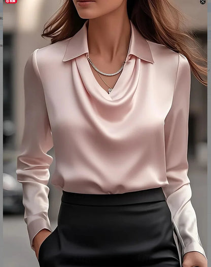 Satin Women Shirt Vintage Long Sleeve Blouse