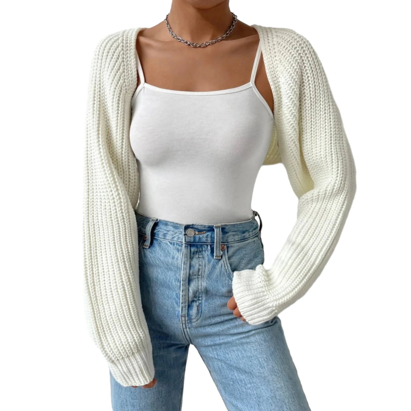 Women s Open Front Cropped Cardigan Long Sleeve