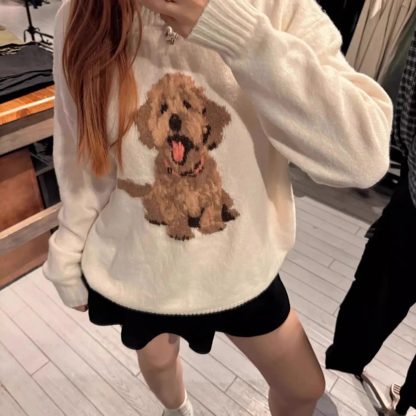 Sweet Cute Cartoon Print Knitted Sweater