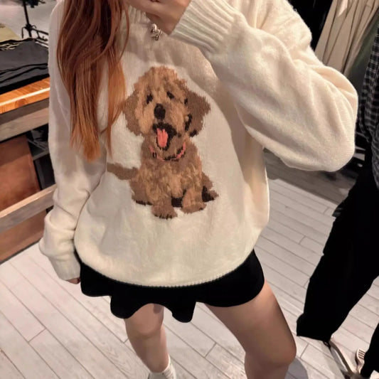 Sweet Cute Cartoon Print Knitted Sweater