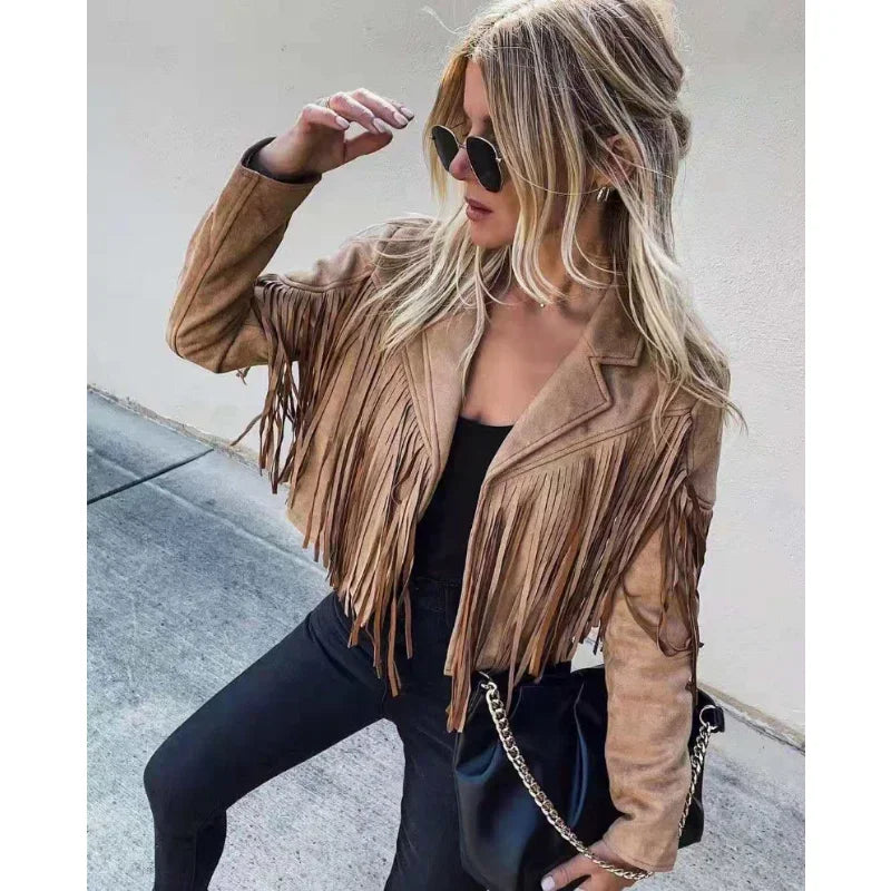 Cardigan Crop Jacket Suede Leather Jacket Cool Coat