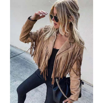 Cardigan Crop Jacket Suede Leather Jacket Cool Coat