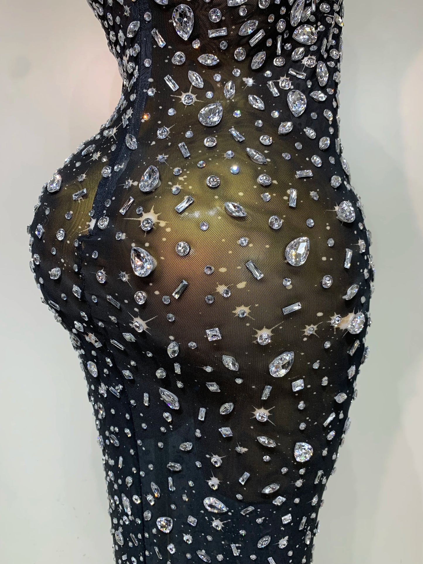 Sleeveless Rhinestone Bodycon Maxi Long Dress