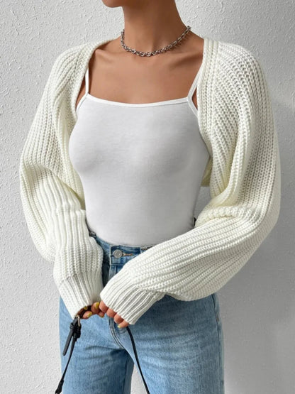 Women s Open Front Cropped Cardigan Long Sleeve