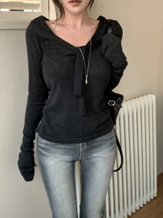 Knitted Top Women's Spring Fashion Knot