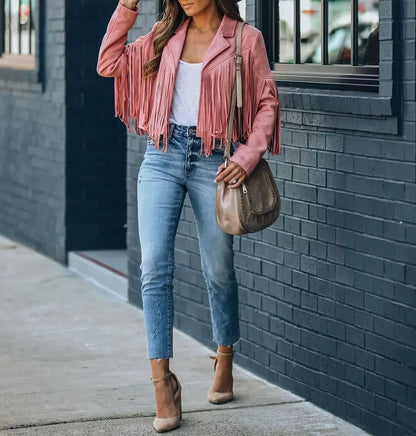 Cardigan Crop Jacket Suede Leather Jacket Cool Coat