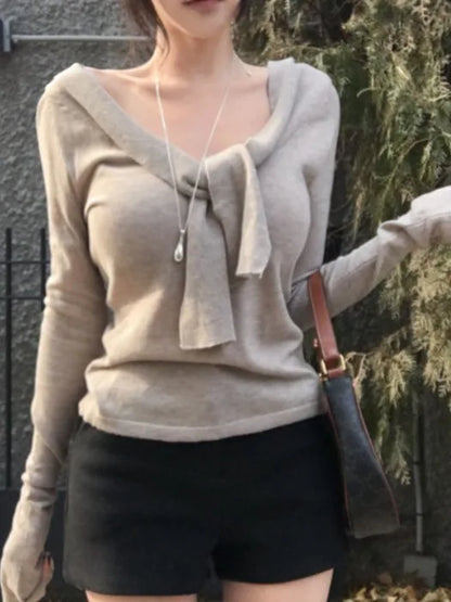 Knitted Top Women's Spring Fashion Knot