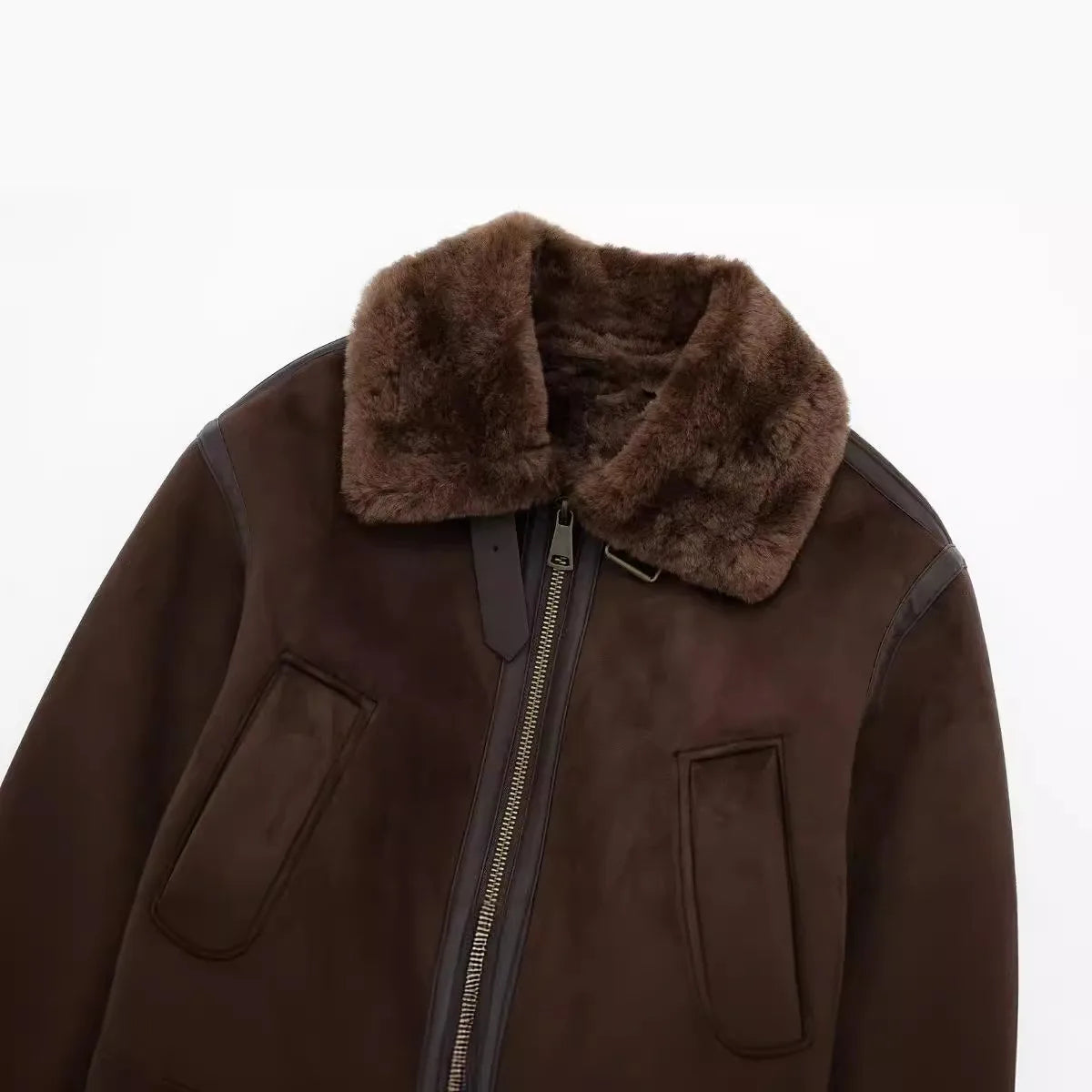 Casual Standing Neck Contrast Strap Decoration Loose Double sided Jacket Coat