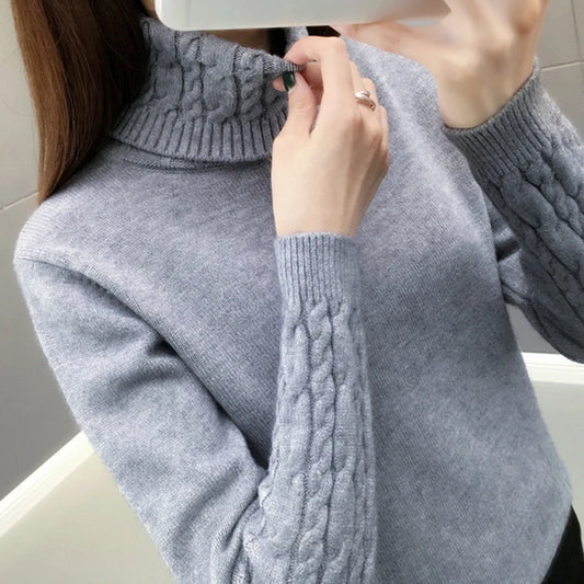 Knitted Sweater Women Winter Turtleneck.