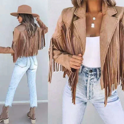 Cardigan Crop Jacket Suede Leather Jacket Cool Coat