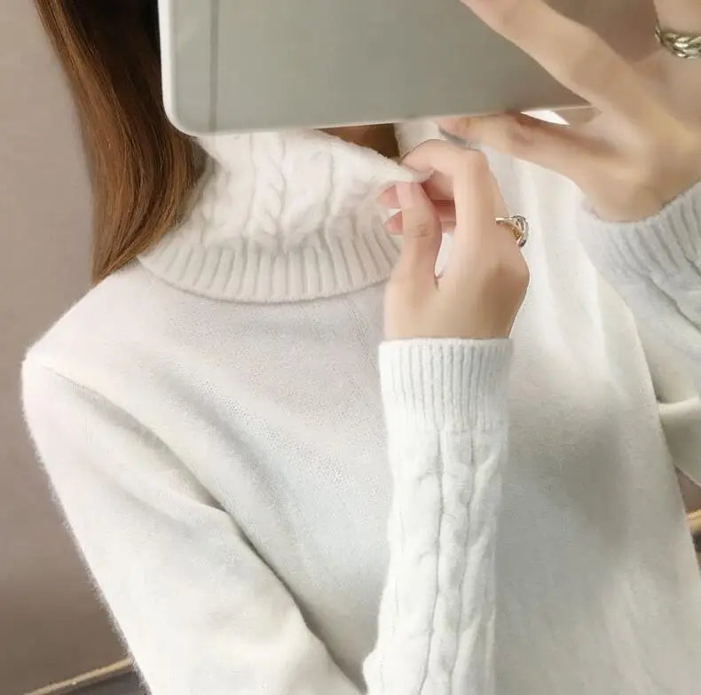 Knitted Sweater Women Winter Turtleneck.