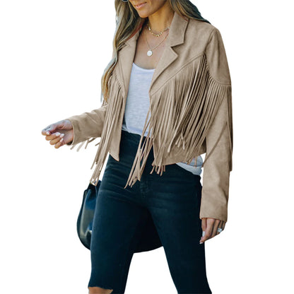 Cardigan Crop Jacket Suede Leather Jacket Cool Coat