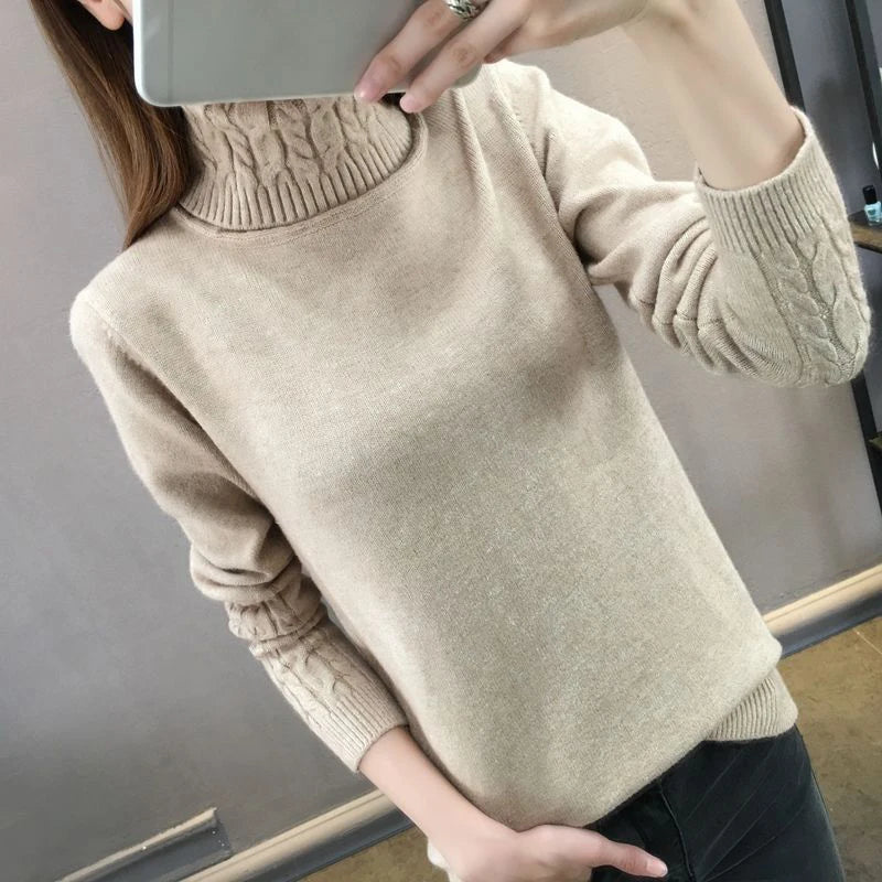Knitted Sweater Women Winter Turtleneck.