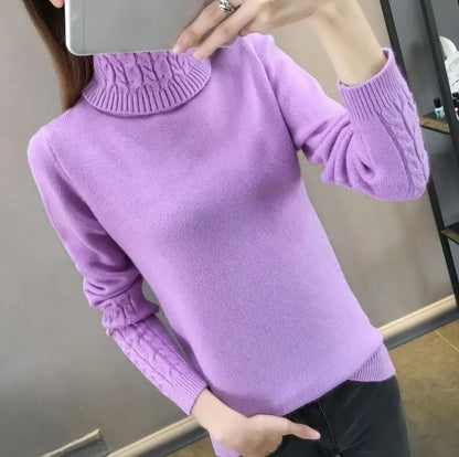 Knitted Sweater Women Winter Turtleneck.