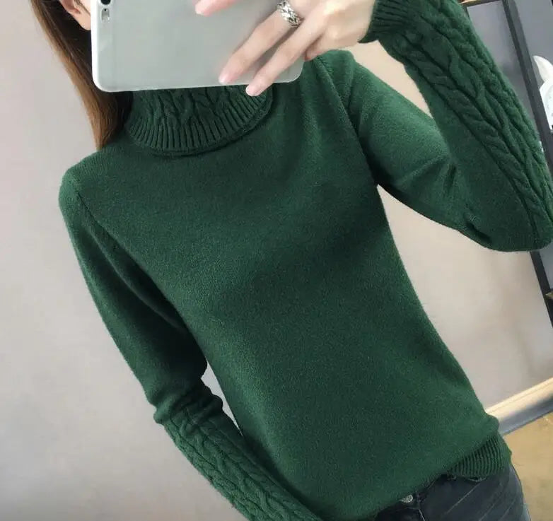 Knitted Sweater Women Winter Turtleneck.
