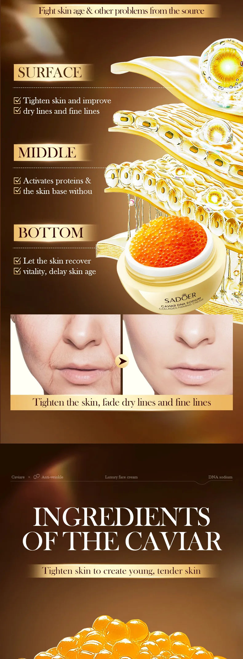 Caviar Anti-Wrinkle Face Cream Collagen Pearl