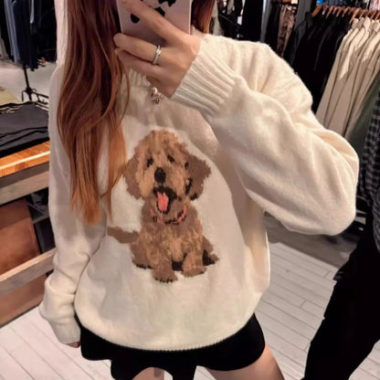 Sweet Cute Cartoon Print Knitted Sweater