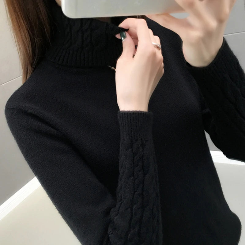 Knitted Sweater Women Winter Turtleneck.