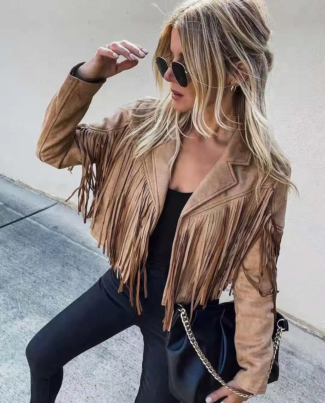 Cardigan Crop Jacket Suede Leather Jacket Cool Coat