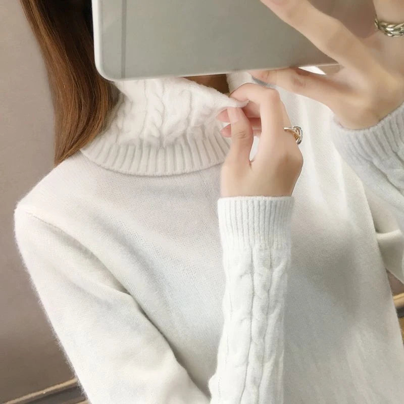 Knitted Sweater Women Winter Turtleneck.