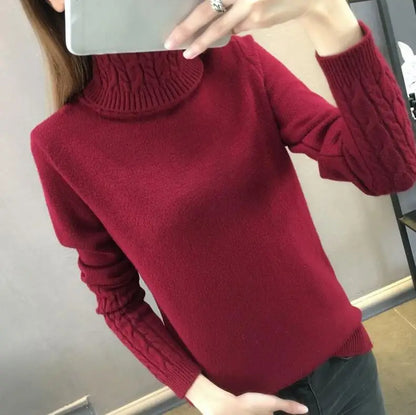 Knitted Sweater Women Winter Turtleneck.