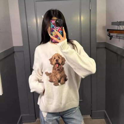 Sweet Cute Cartoon Print Knitted Sweater