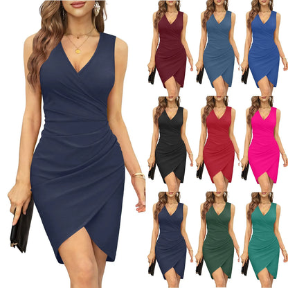 V-Neck Women Dress Hip Slim Fit Bodycon Skirt Fashion