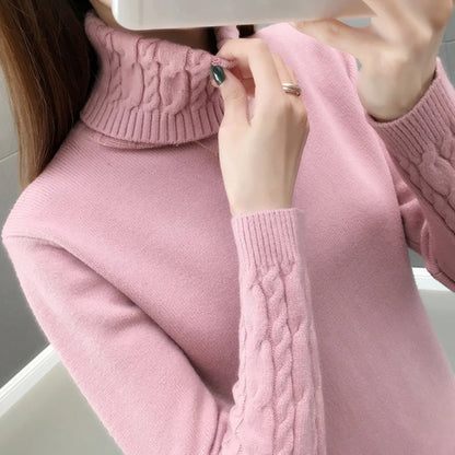 Knitted Sweater Women Winter Turtleneck.