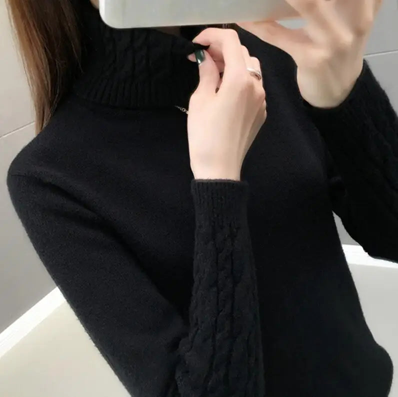 Knitted Sweater Women Winter Turtleneck.