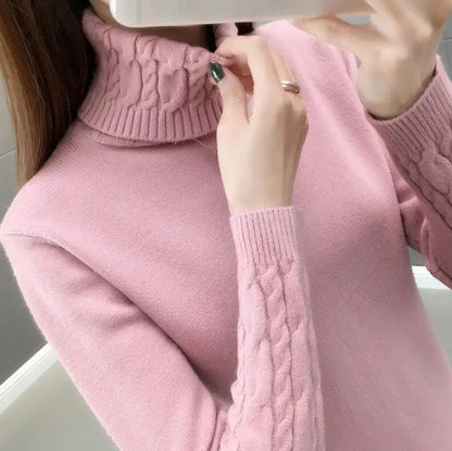 Knitted Sweater Women Winter Turtleneck.