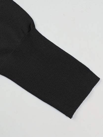 Single shoulder sleeve turtleneck pullover sweater Solid color Fashion Street Elegant Autumn