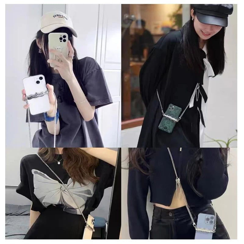 Mobile Phone Crossbody Chain stand Back Clip Holder.