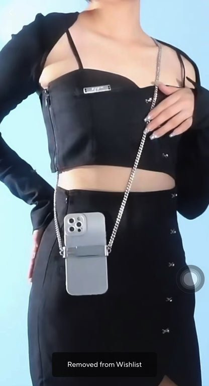 Mobile Phone Crossbody Chain stand Back Clip Holder.